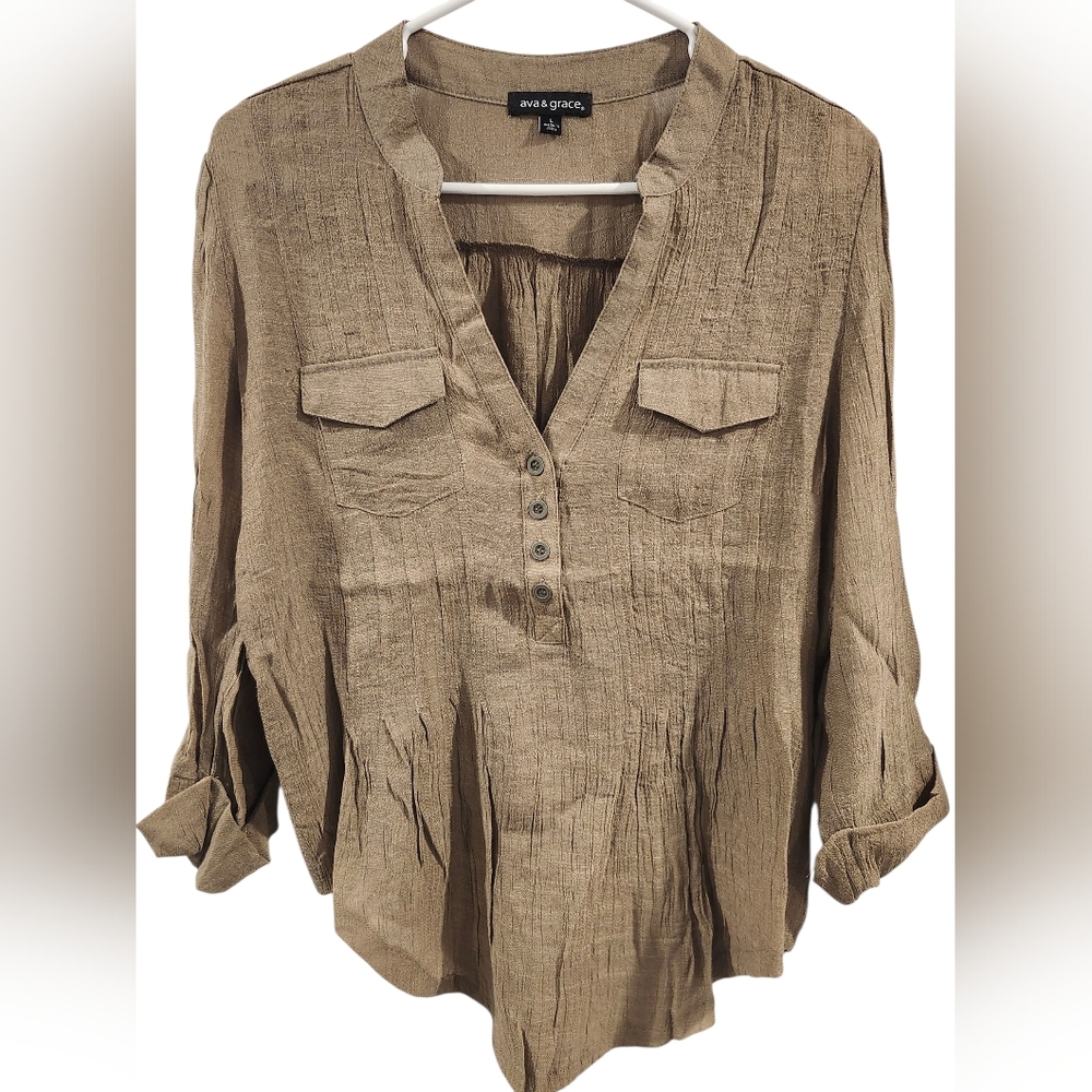 Ava & Grace Women's Beige Blouse
